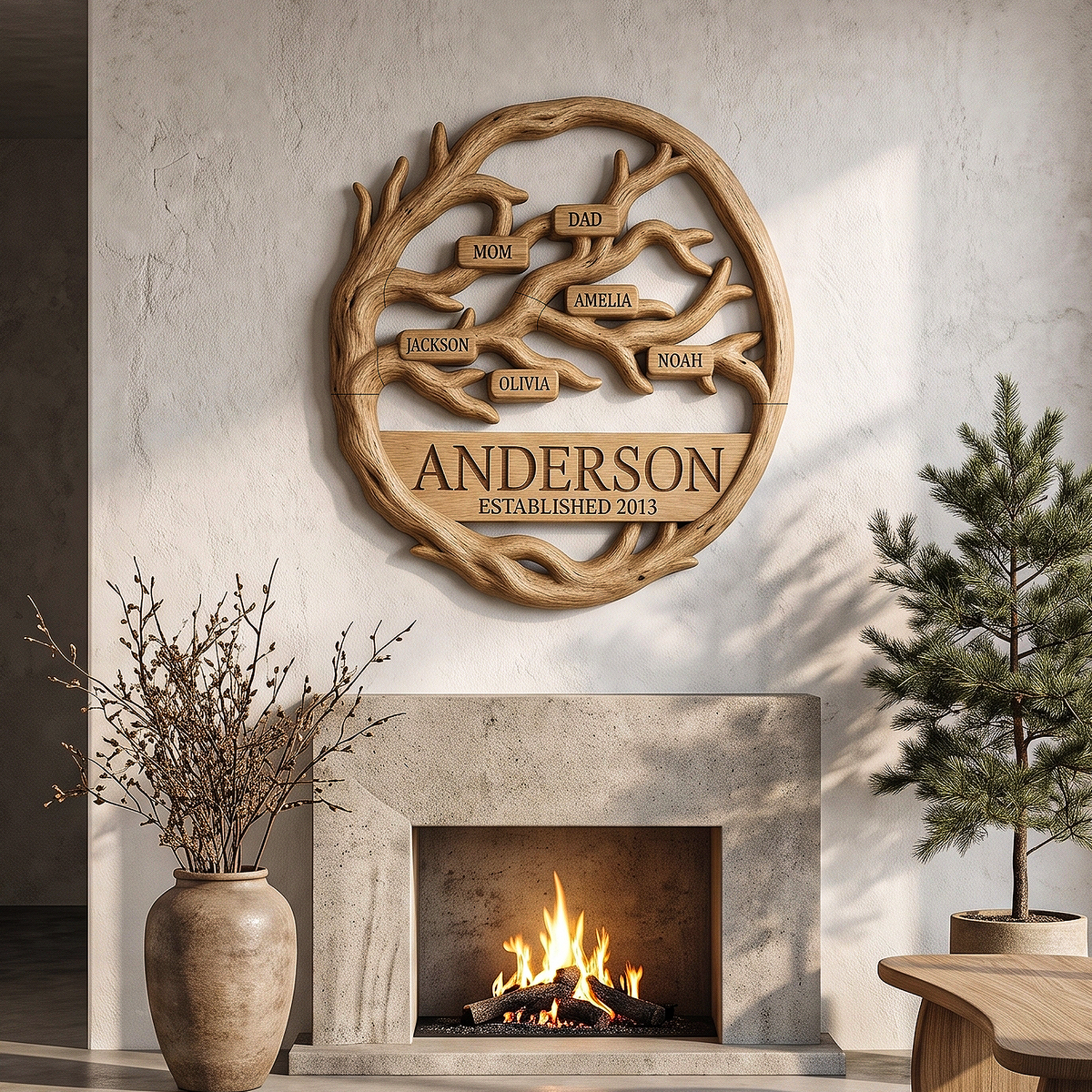 Organic Personalized Family Tree Wall Decor For Living Room And Entryway