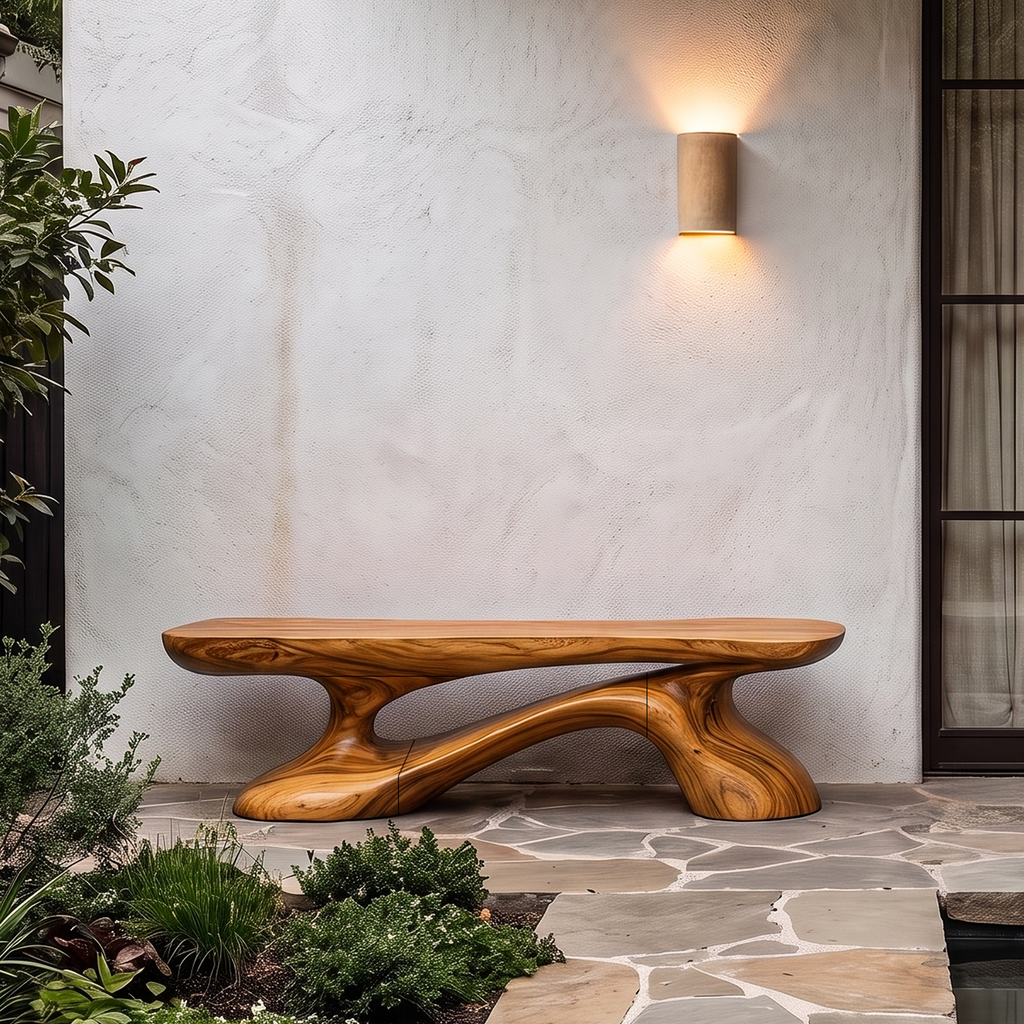 Rustic Garden Bench With Nature Inspired Design For Garden And Backyard