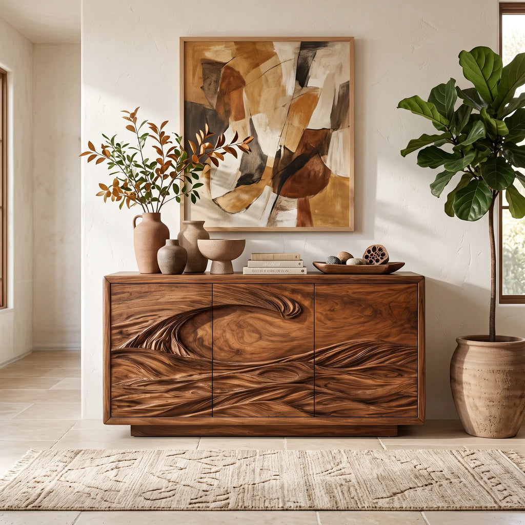 Organic Sideboard Carved Doors For Luxury Entryway