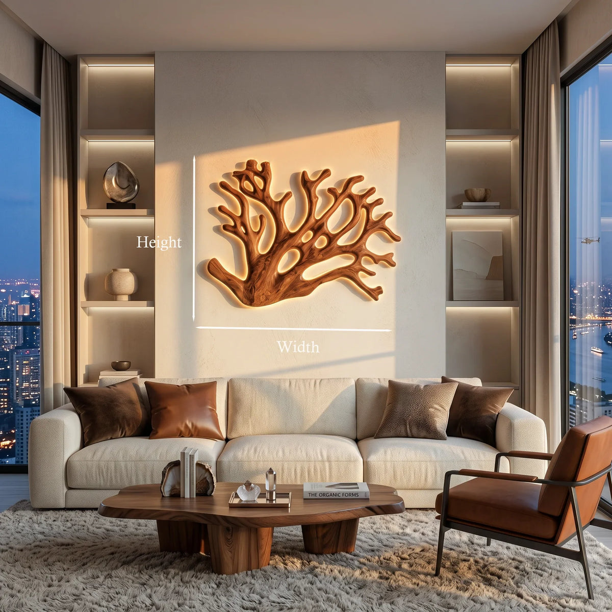 Rustic Sculptural Wood Wall Light Branch Form For Living Room