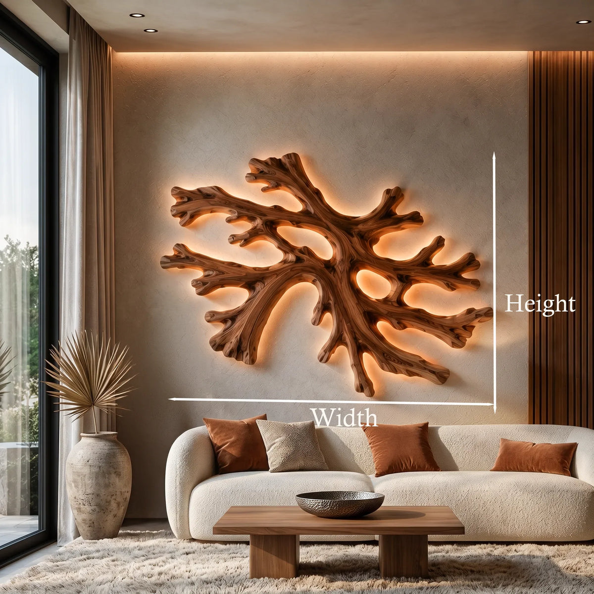 Sculptural Wood Wall Light Branch Form For Luxury Living Room
