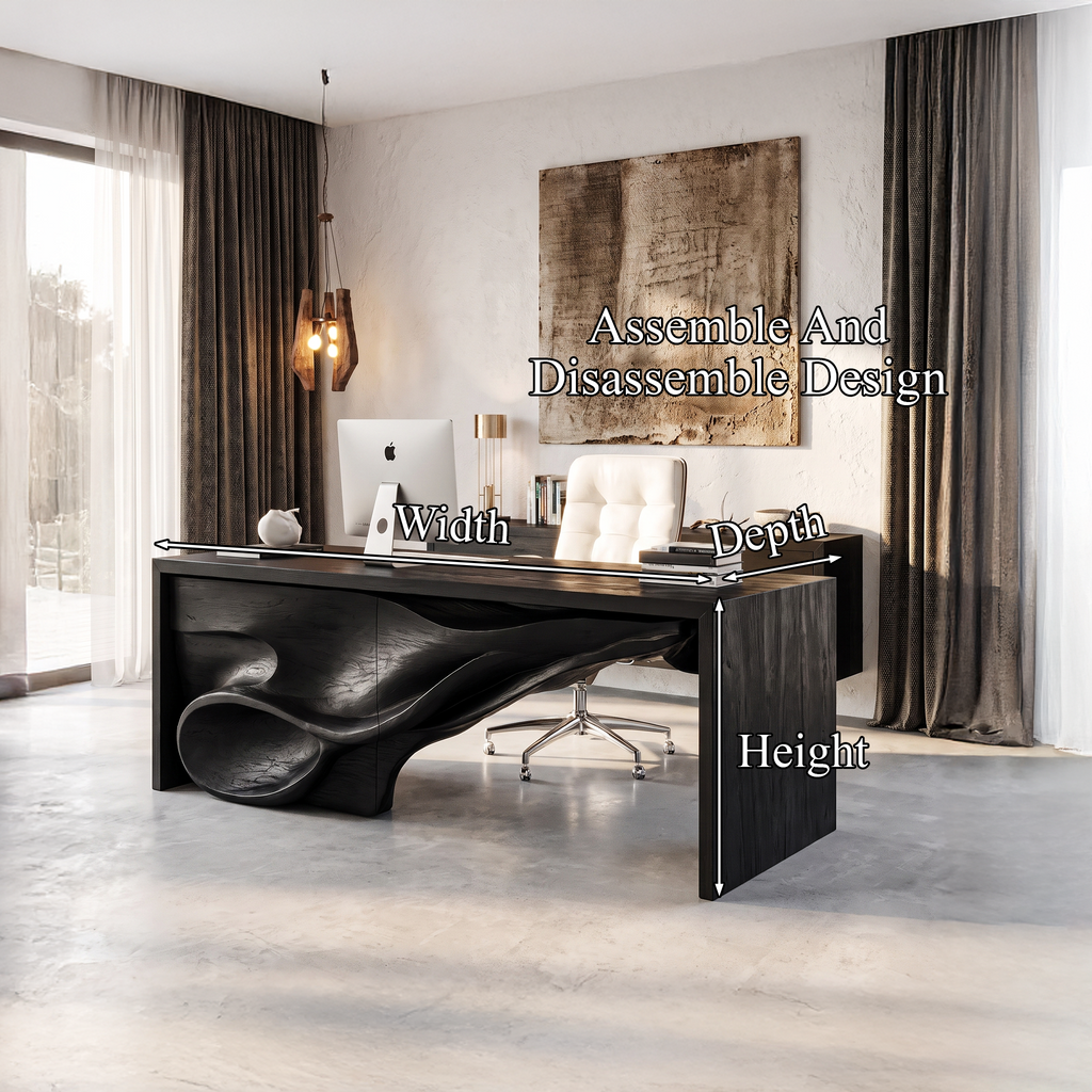 Sculptural Writing Desk Handcrafted Storage Design For Executive Home Office