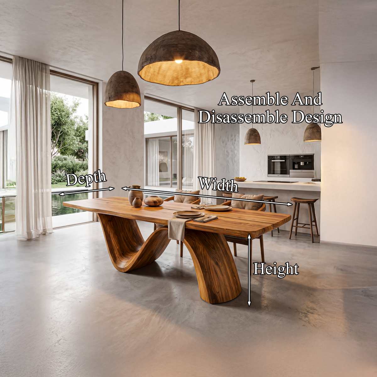 Modern Architectural Dining Table With Wing Pedestal Base For Dining Room