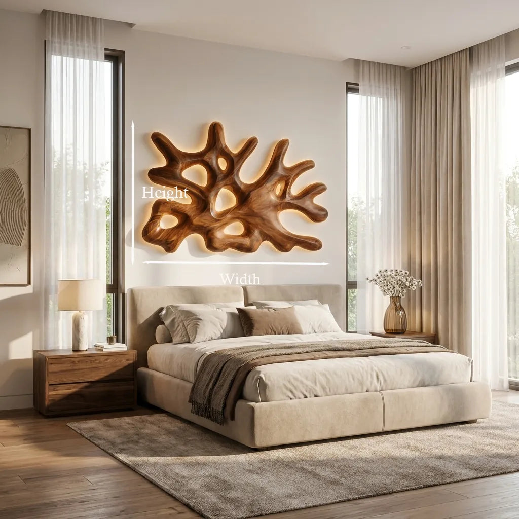 Organic Sculptural Wood Wall Light For Luxury Living Room