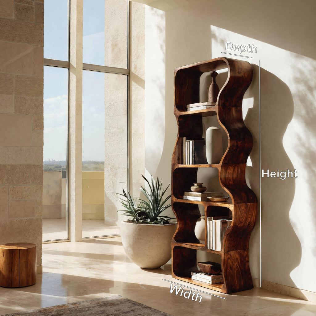 Organic Standing Shelf With Flowing Edges For Living Room