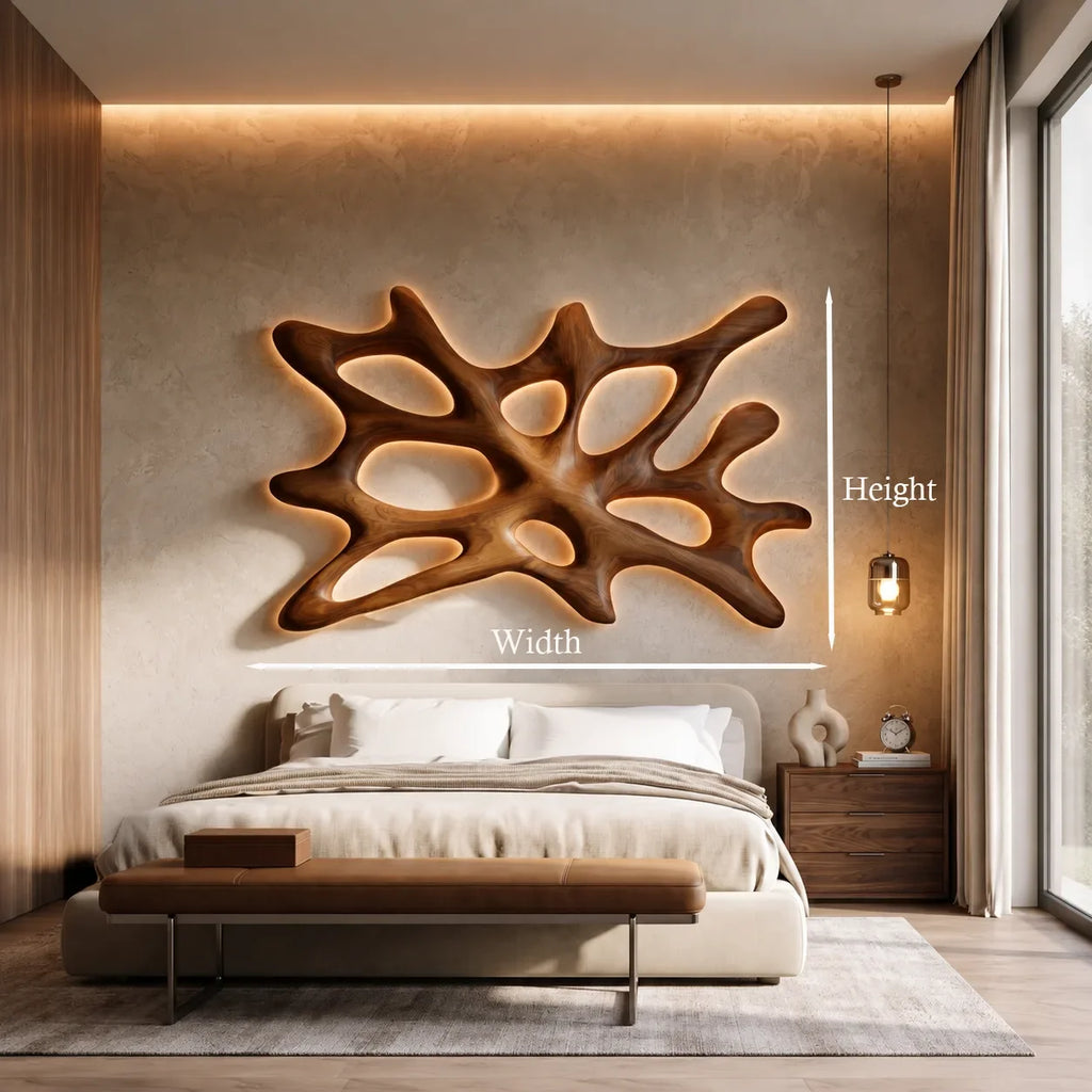 Organic Sculptural Wood Wall Sconce Abstract Form For Luxury Bedroom