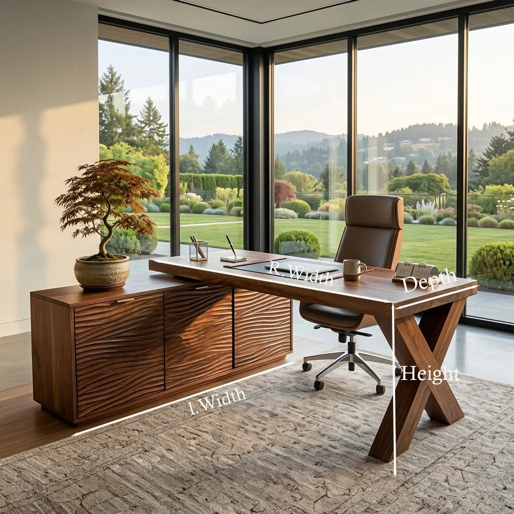 Modern L Shaped Desk With X Leg For Luxury Home Office