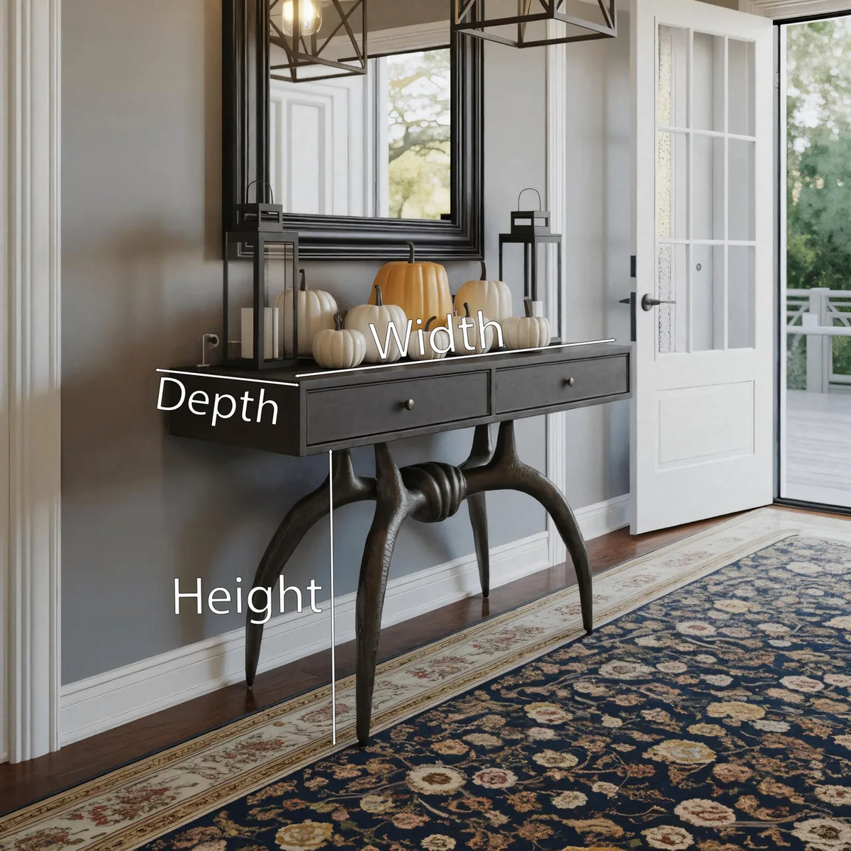 Halloween Console Table With Sculptural Spider Legs For Entryway Decoration