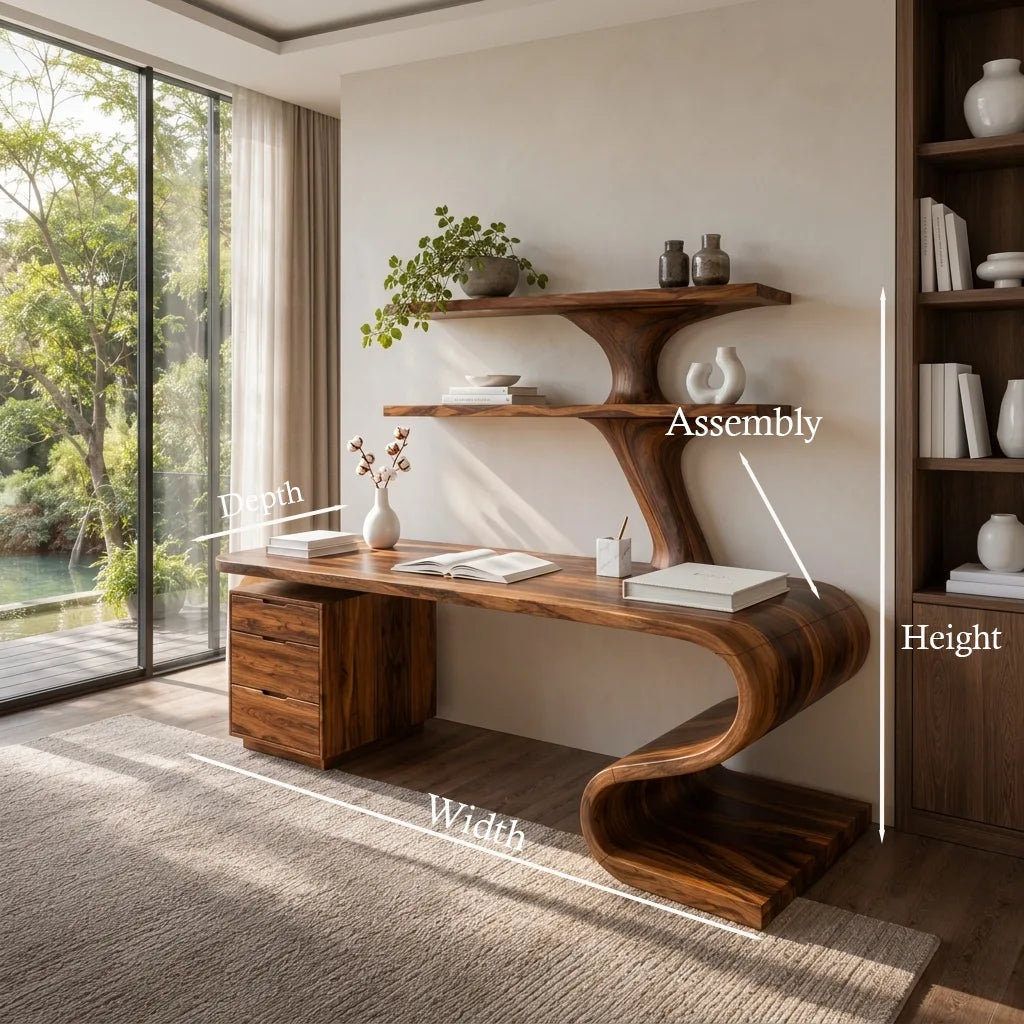 Modern Desk With S Curve Sculptural Base For Luxury Office