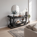 Rustic Console Table With Christmas Sleigh Inspired Design For Entryway And Hallway