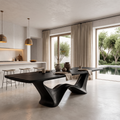 Contemporary Dining Table With Architectural Wave Design For Dining Room And Breakfast Nook