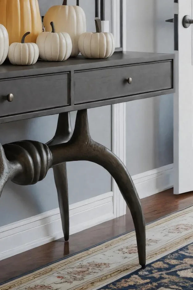 Halloween Console Table With Sculptural Spider Legs For Entryway Decoration