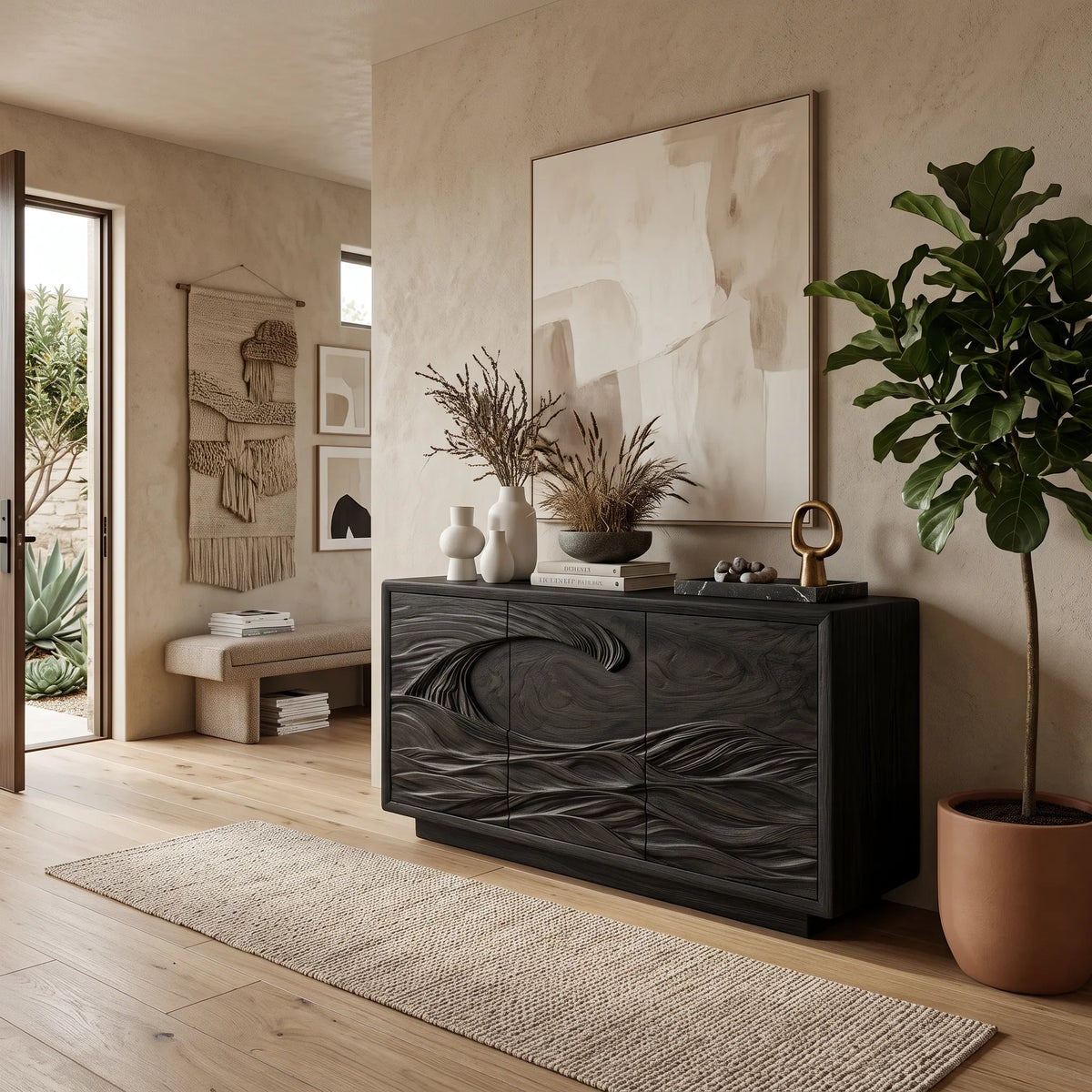 Organic Sideboard Carved Doors For Luxury Entryway