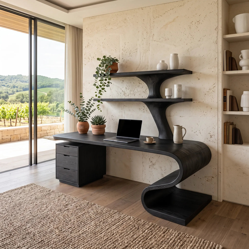 Modern Desk With S Curve Sculptural Base For Luxury Office