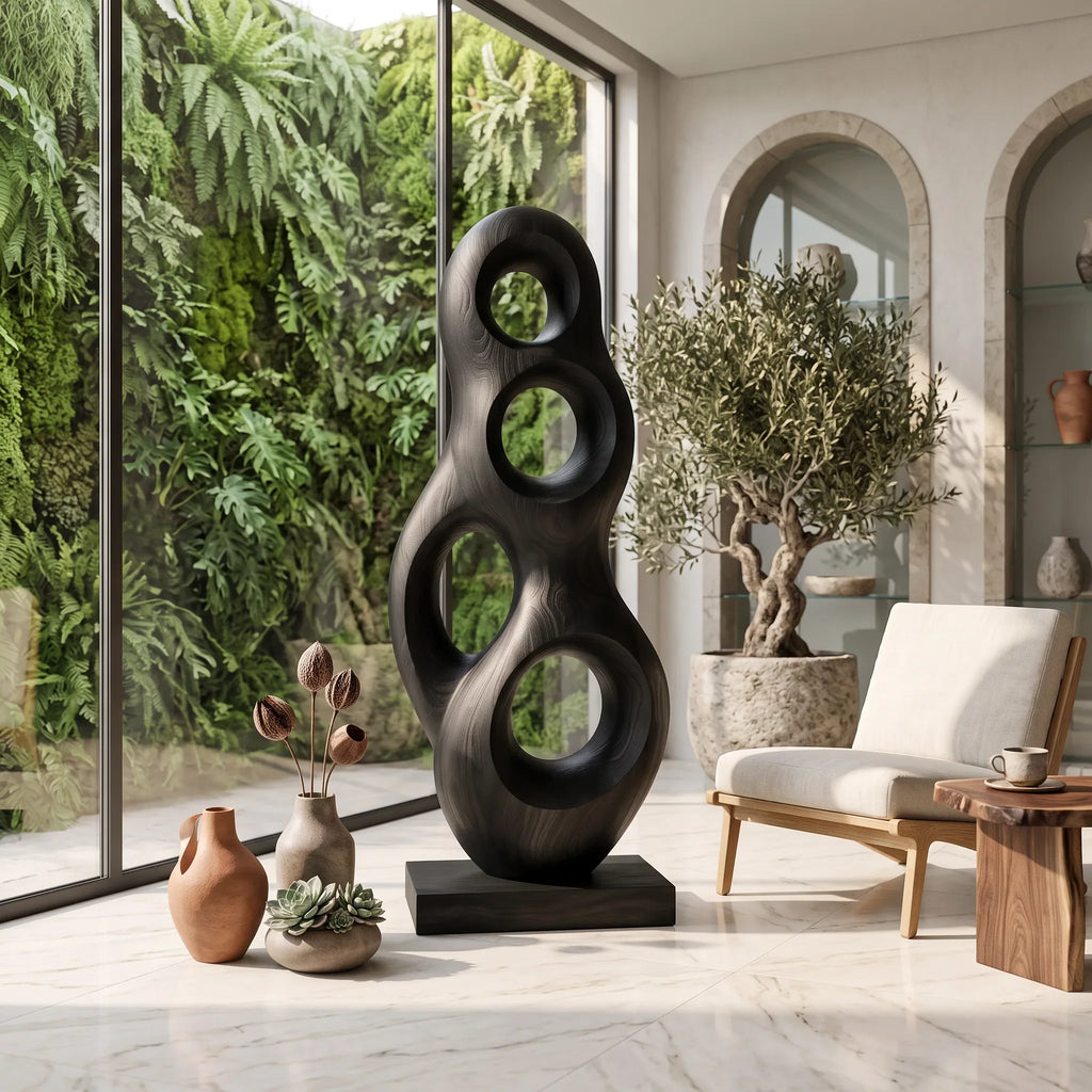 Organic Wooden Sculpture For Modern Loft Balcony Decor