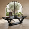 Contemporary Wooden Desk With Sculptural Leg Base For Workspace