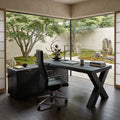 Modern L Shaped Desk With X Leg For Luxury Home Office