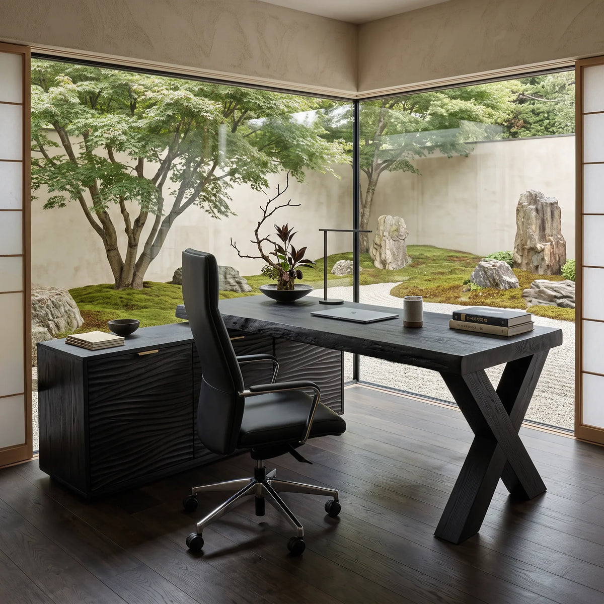 Modern L Shaped Desk With X Leg For Luxury Home Office