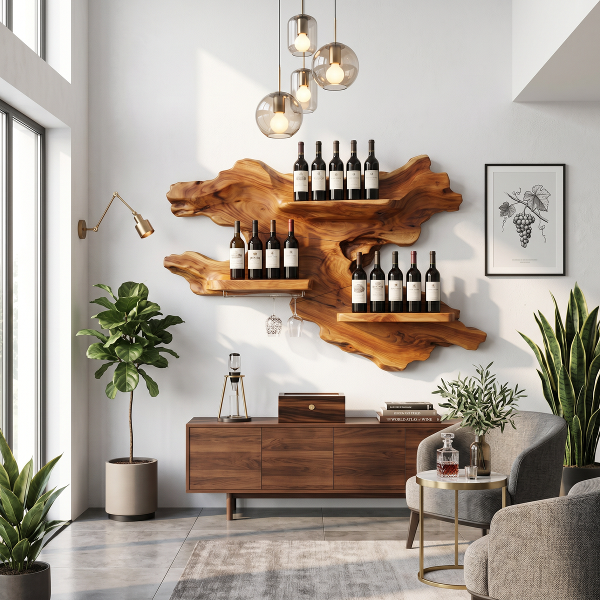 Farmhouse Wooden Wine Rack For Home Bar