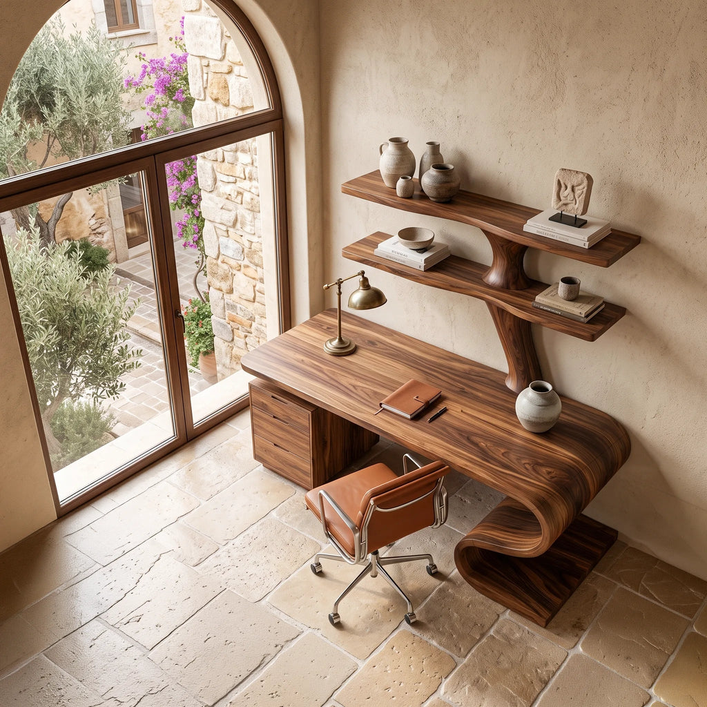 Modern Desk With S Curve Sculptural Base For Luxury Office