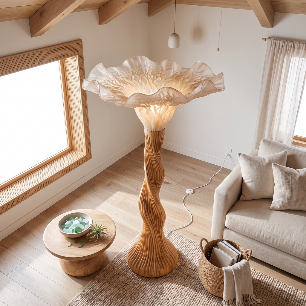 Contemporary Floor Lamp Artistic Mushroom Silhouette Lounge
