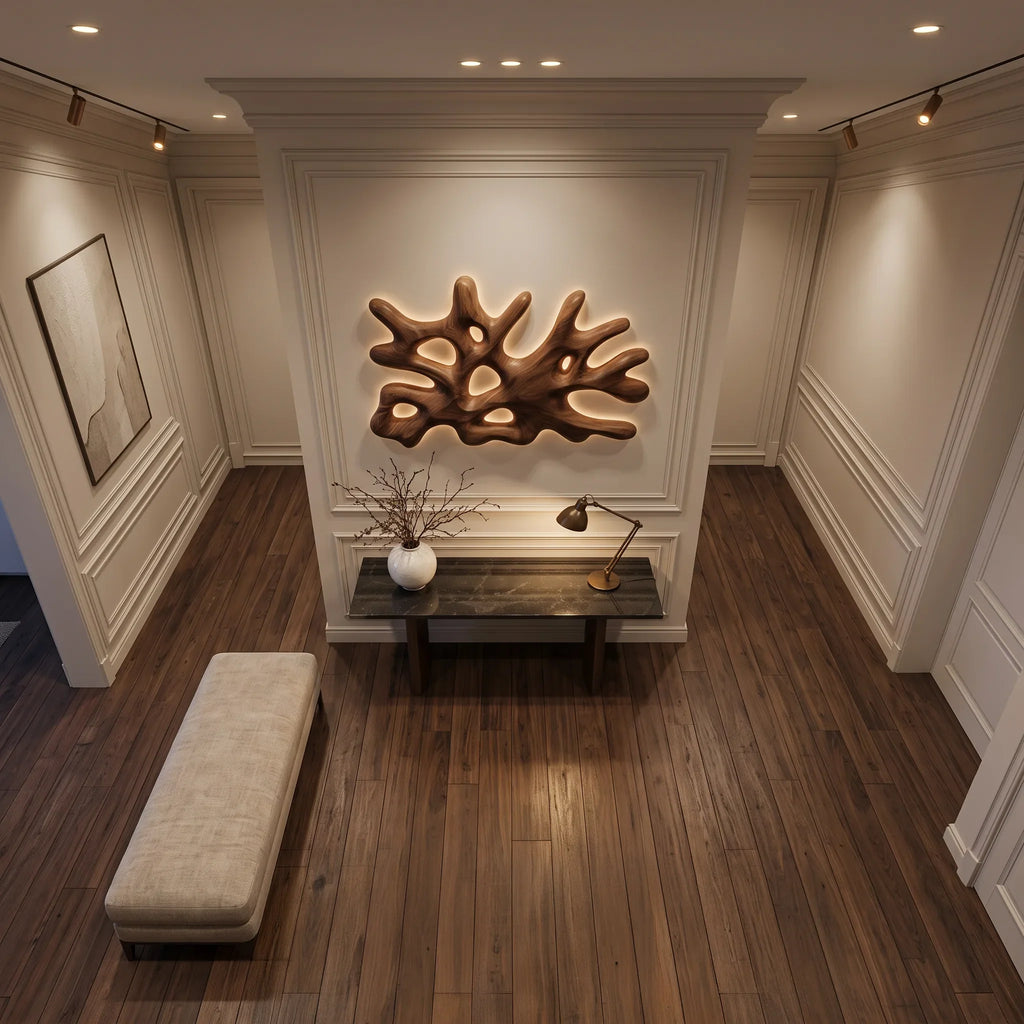 Organic Sculptural Wood Wall Light For Luxury Living Room