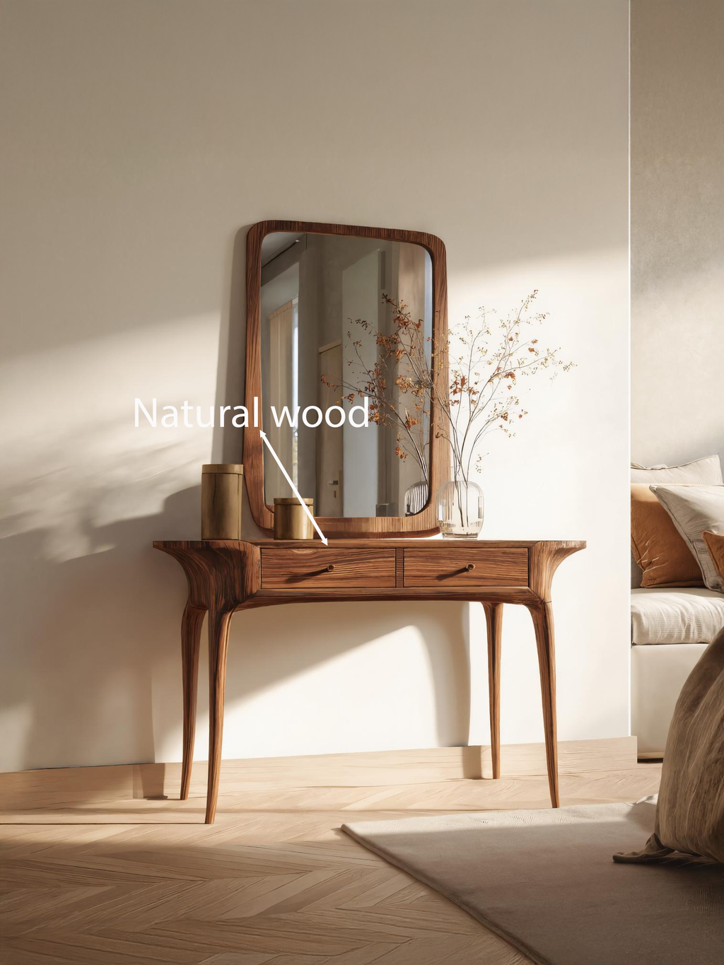 Elegant Handmade Vanity Table With Drawers For Bedroom