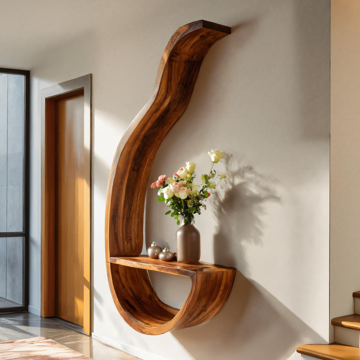 Modern Curved Floating Shelf For Home Interior