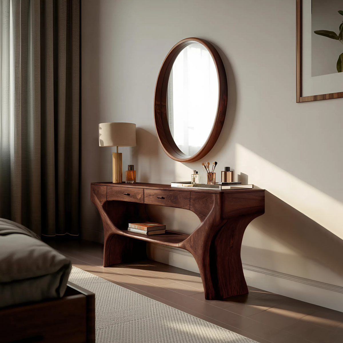 Artistic Handmade Vanity Table With Drawers For Bedroom